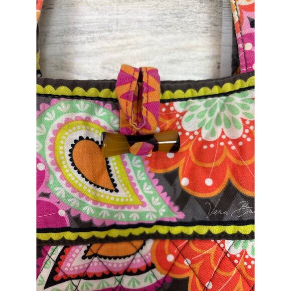 Vera Bradley Medium pink Ziggy Zinnia Quilted Cotton Floral Tote Shoulder Bag - Picture 3 of 5